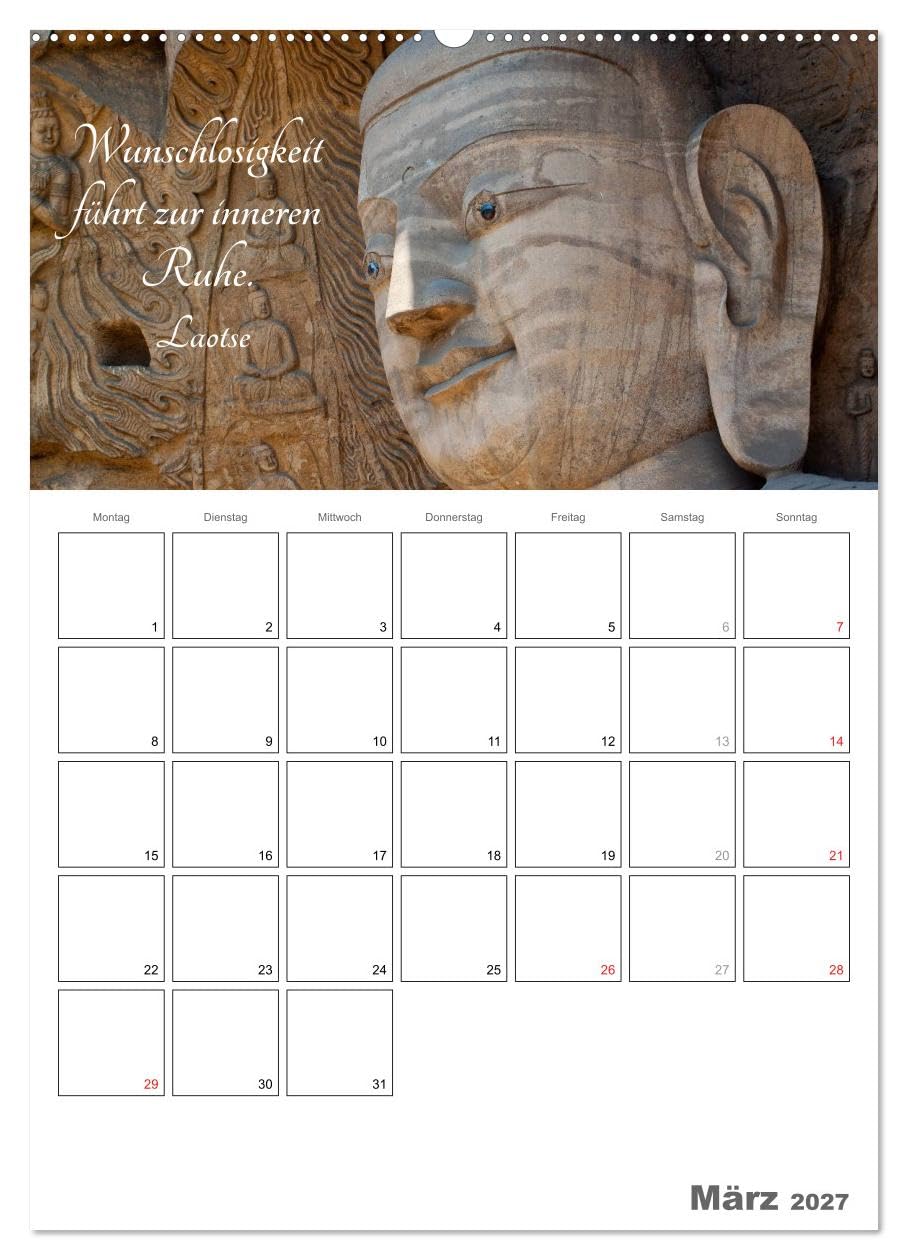 CALVENDO - Harmonie und Freude Buddhistische Weisheiten 2027 (Wandkalender 2027 DIN A2 hoch), Monatskalender: Ein Planer mit buddhistischen Weisheiten für die ganze Familie