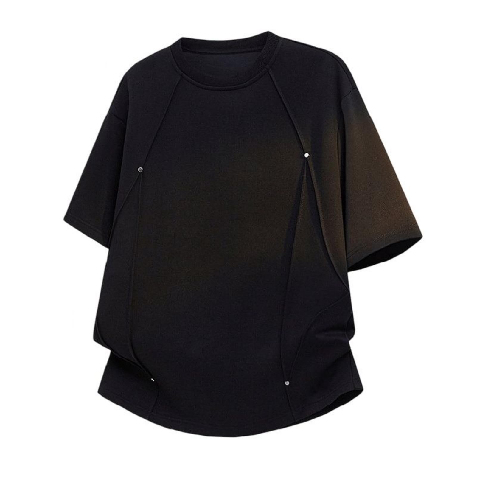 Męska koszulka ze stójką z nadrukiem w paski bawełniana koszulka z krótkim rękawem luźny krój do streetwear stroje podróżne na co dzień