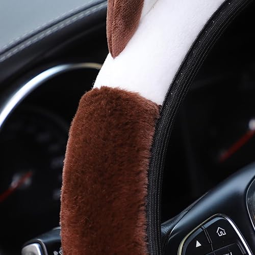 Miniatura 3 de Bittwee Funda para volante de automóvil, felpa suave y esponjosa para invierno cálido, bonito protector de volante con orejas de gatito, universal