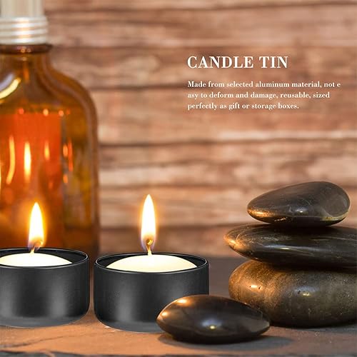 Miniatura 3 de Tarros de vela de lata, 24 latas para hacer velas con tapas, recipientes de metal para velas de 1.7 fl oz para hacer velas, tarros de velas, lata
