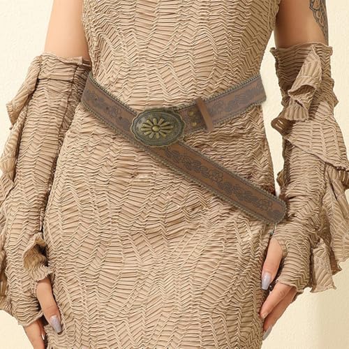 Brown Western Belt Cowgirl Leather Belts for Jeans Vintage Country Belts for Women2