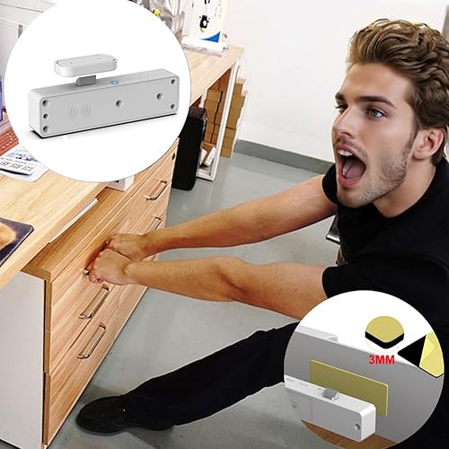Vista 37 de eLinkSmart - Cerradura de gabinete oculta para cajón con tarjeta RFID NFC para niños, puerta de armario de seguridad, cocina, despensa, muebles