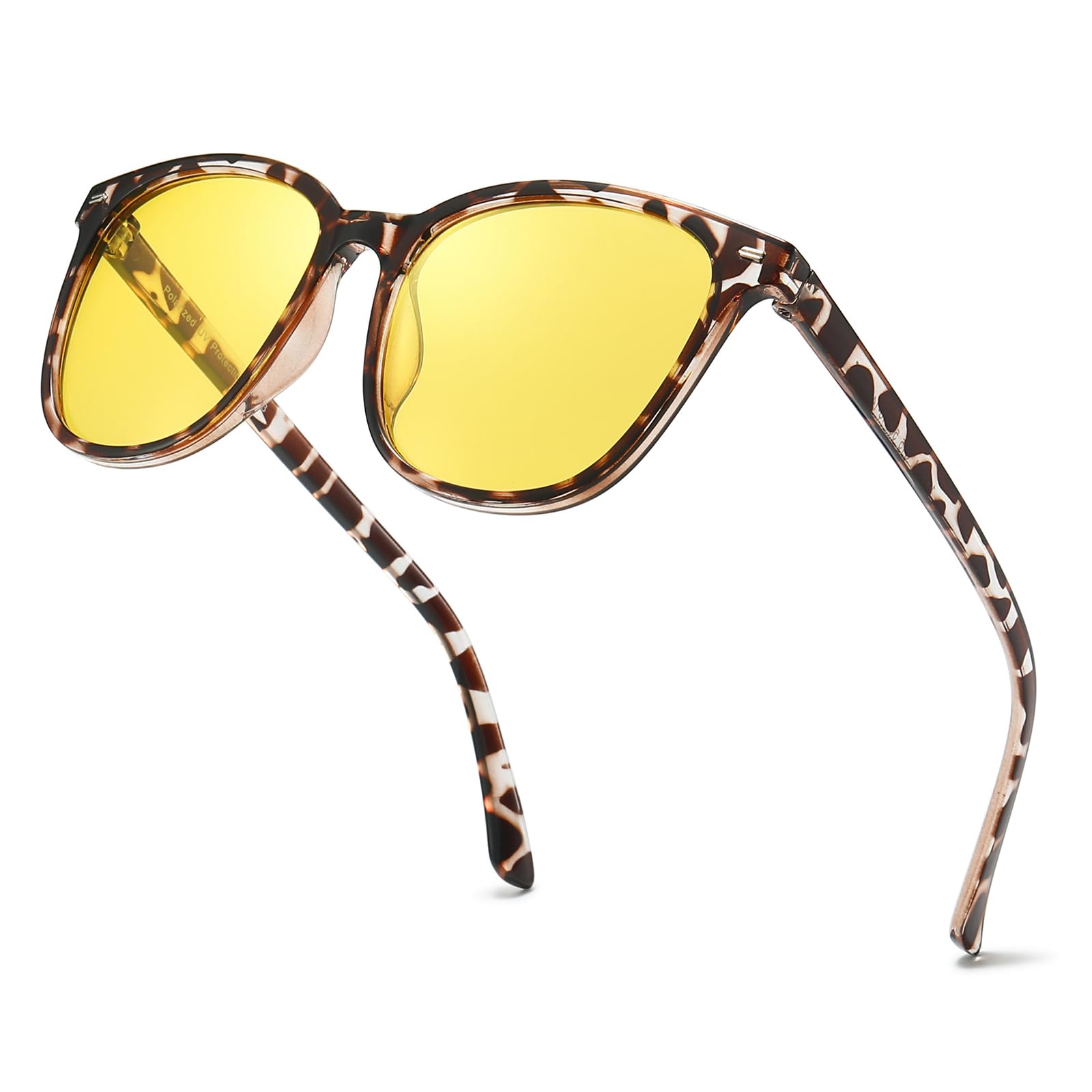 Polarized Night Vision Glasses for Women, Anti Glare Driving Vision Glasses with Yellow Lens, UV400 Protection