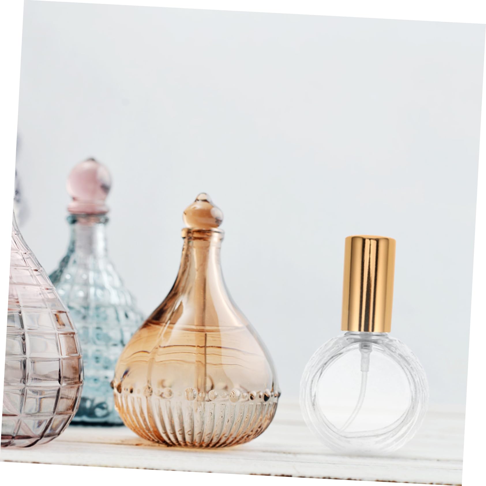 PACKOVE 10ml Wiederbefüllbare Glas Parfümzerstäuber, Flach Rund, Gold