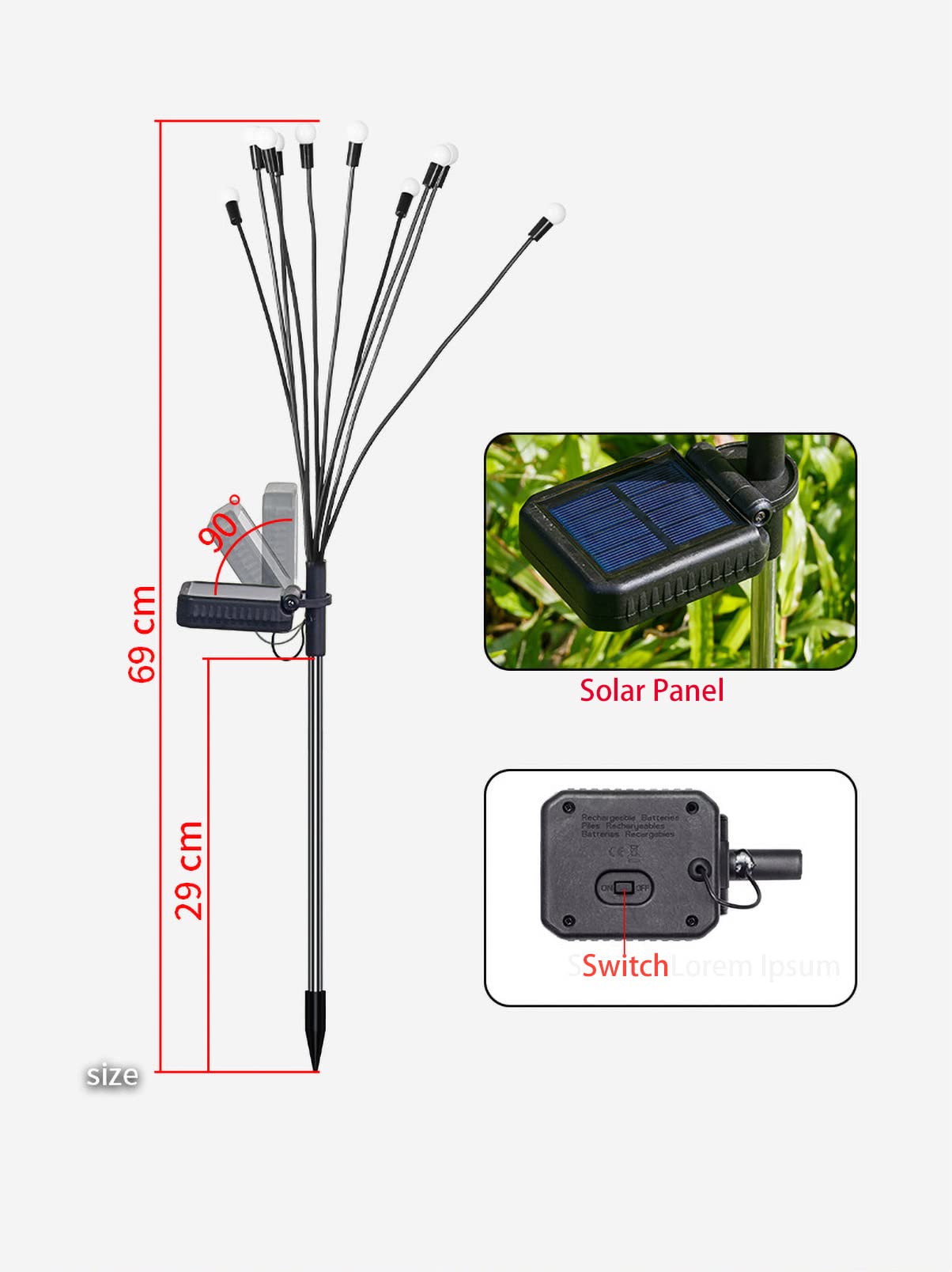 Sunboia Solar Garden Lights,10 LED Starburst Swaying Light,Solar Firefly Lights Outdoor Waterproof,2Pack Solar Fairy Lights Color Changing RGB Light for Garden,Yard,Patio,Pathway,Parties,Camping - Image 2
