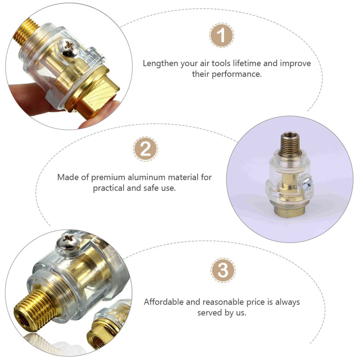 6pcs to Line Practical Access FRL Mini in- Lubricator Applications Compressor System Inch Oiler Air in in-line for Bsp Automatic Female Great Male Pneumatic/Tool