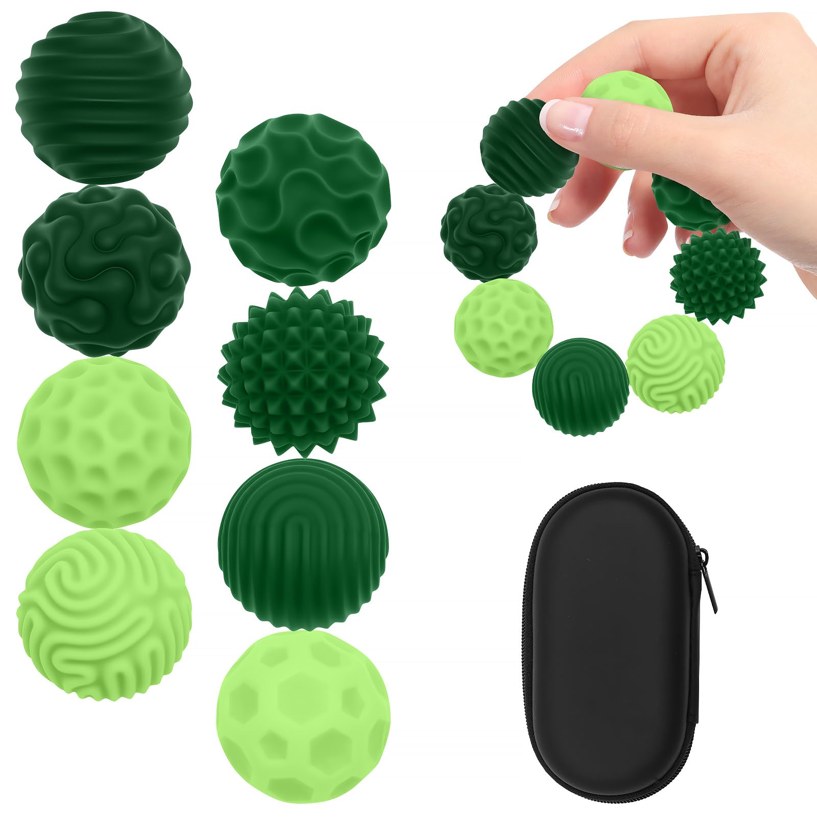 8PCS Magnetic Fidget Balls, Weighted Texture Tactile Magnetic Balls Fidget Toys, Sensory Fidget Balls, Stress Anxiety Relief Toys for Fingers Hands, Pain Stimming Tools for Adults with Autism (Green)