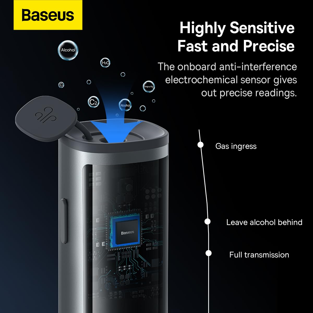 Baseus Car Mount SafeJourney Pro Series alcohol breathalyser in aluminium case 470 mAh Gray (CRCX060014)