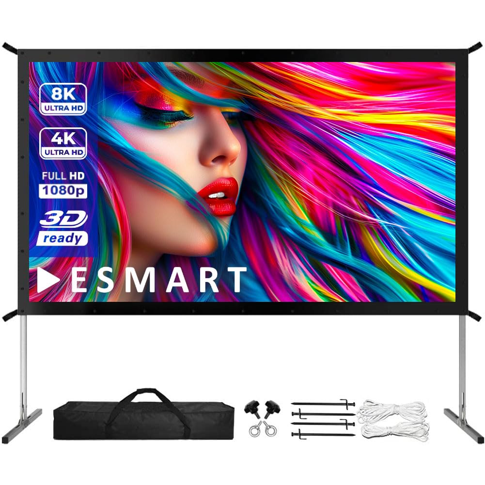 ESMART Professionale MIMOBI Schermo per proiettore a telaio pieghevole 266 x 149 cm (120") 16:9 | Proiettore home cinema schermo di proiezione telaio in alluminio per esterni LCD LED
