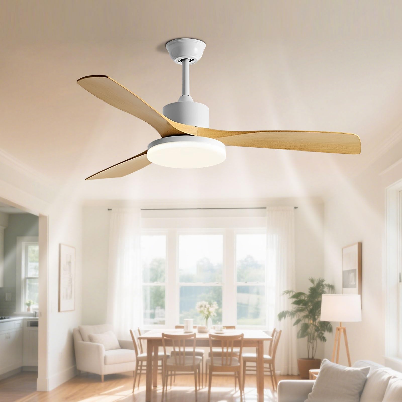 SXDMOUBK Modern Quiet Ceiling Fan With Light 60W LED Ceiling Lighting Remote 6 Speed Ceiling Fans For Living Room Dining Room Bedroom Lounge Ceiling Fan Light 3 ABS Blades