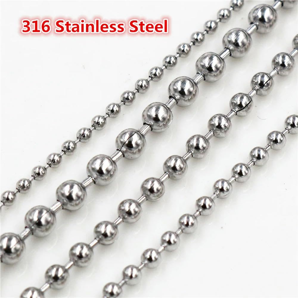 Catena per tapparelle, Confezione sfusa di catenelle con perline a sfera in acciaio inossidabile da 1,5-3,0 mm for la creazione gioielli fai-da-te(1.5 mm)