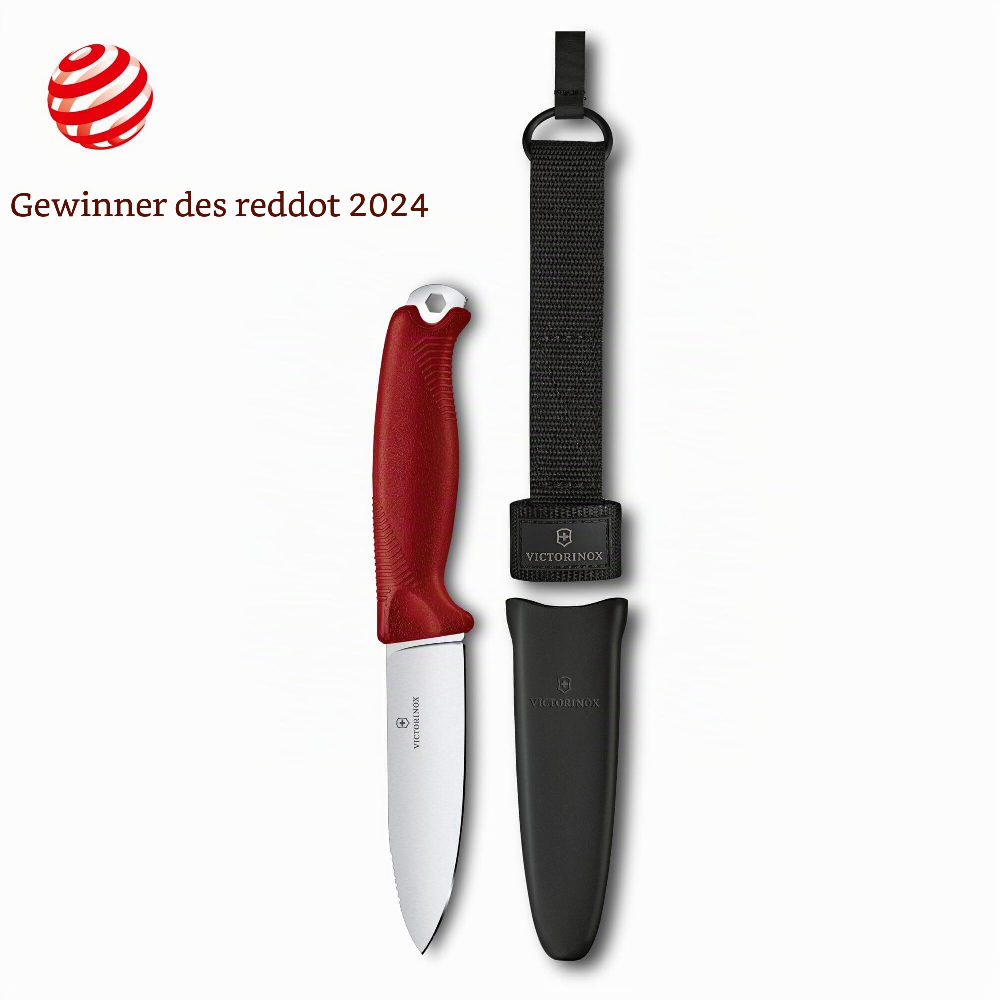 Victorinox Taschenmesser Venture, 5 Funktionen, Swiss Made, Feststehendes Outdoor Messer inkl. 10,5 cm Klinge und Sechskantloch, Full Tang