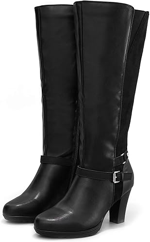 Vista 2 de mysoft Women's Knee High Boots Chunky Heel Boots with Zipper