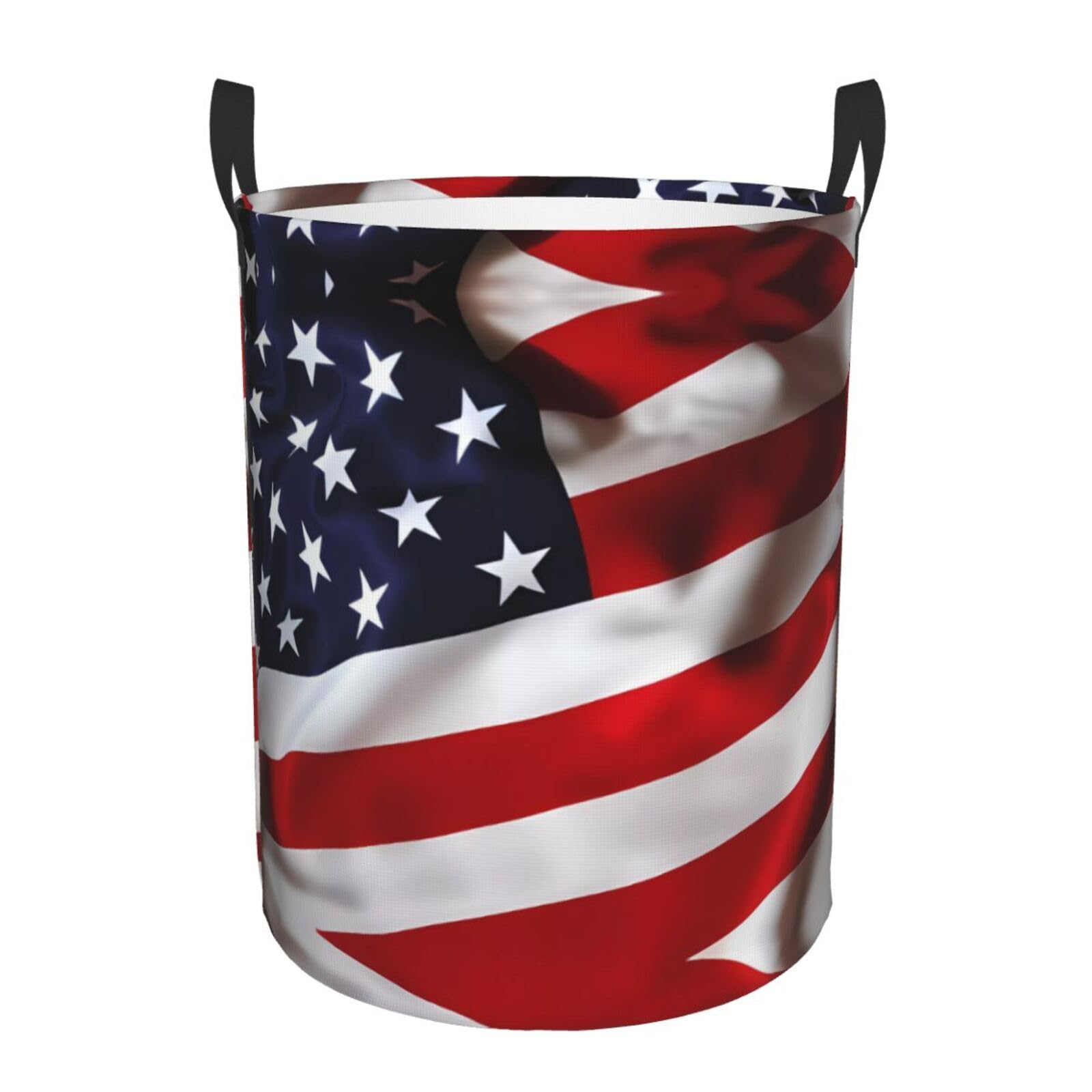 M Circular Hamper American Flag Print for Dirty Clothes