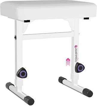 Liquid Stands Piano Bench Adjustable Stool Music Keyboard Bench Seat for Piano Keyboard Stand with Black Padded Cushion for Musicians Piano Stool Chair White Leather