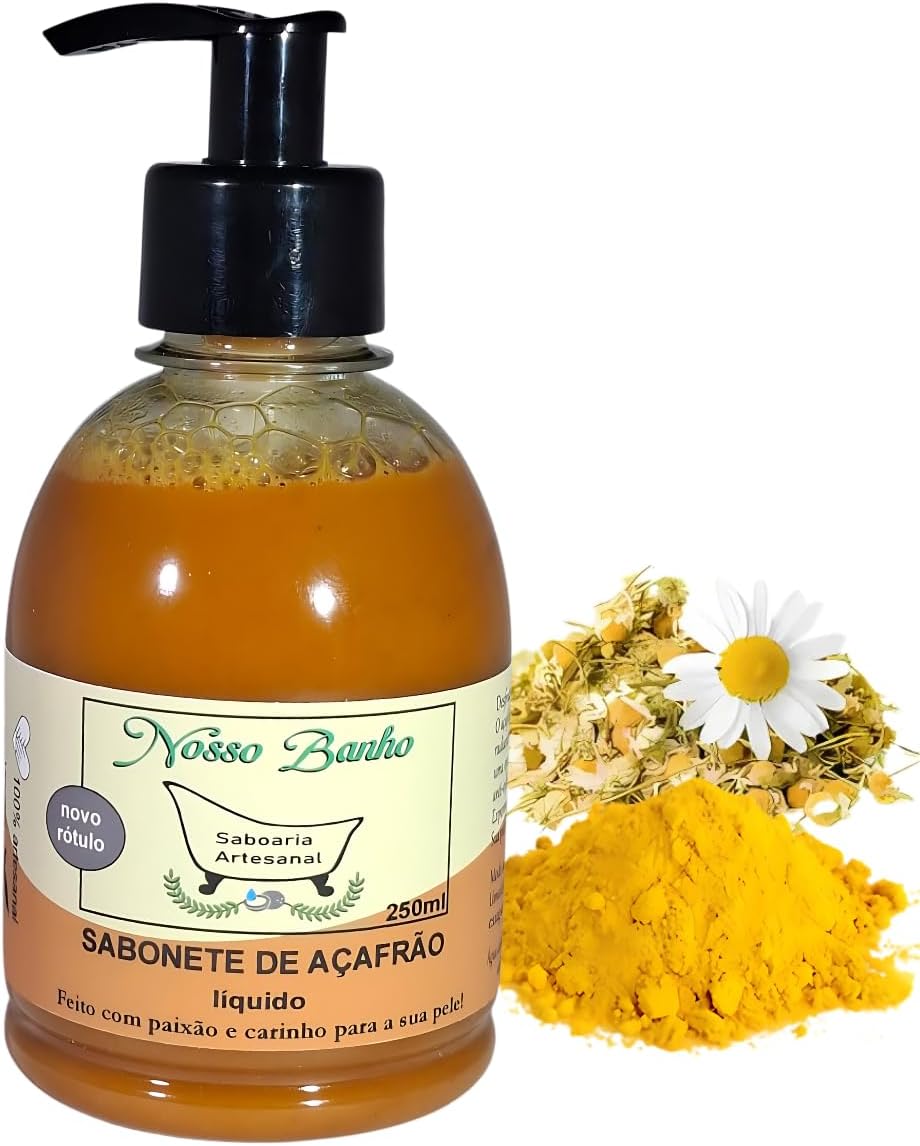 Sabonete Líquido de Açafrão Artesanal Depilatório Clareador Esfoliante