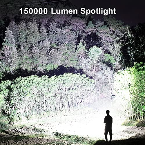 Rechargeable Spotlight Flashlight High Lumens, 900,000 Lumens Super Bright Led Searchlight with Tripod and USB Output, IPX5 Waterproof 4 Modes Handheld Spotlight for Camping Emergencies