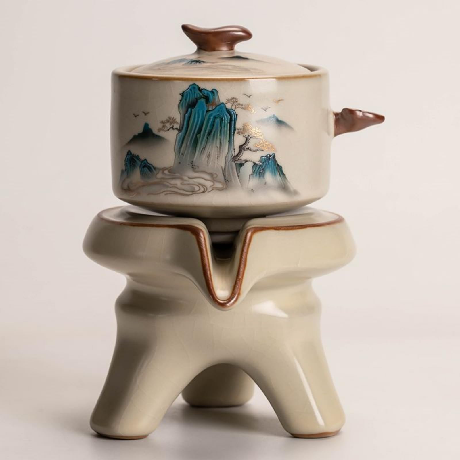 中国茶器 3点セット 山水画 楽天市場】番茶器セット 山水柄 中華風 急須セット バッグ付き