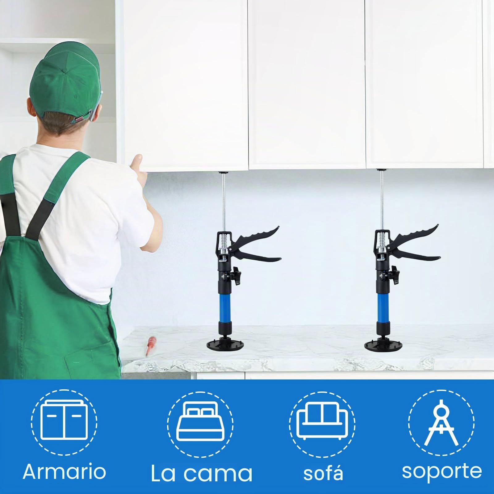 2 soportes telescópicos de 30 – 59 cm/50 – 115 cm, carga máxima de 40 kg, soporte de soporte, barra telescópica para montaje en techo, placas de yeso (30 – 59 cm)