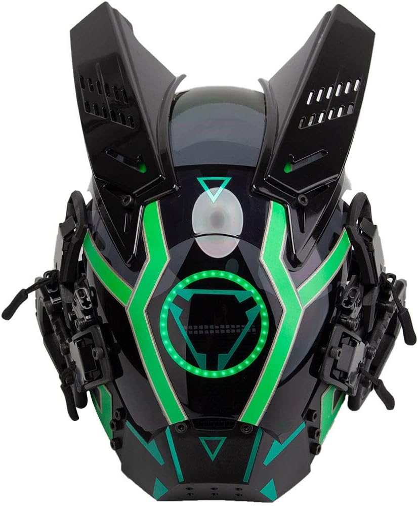 LED Punk Gothic Cyber Mask, Techwear Futuristic Full Face Mask Christmas Halloween Cosplay Costume Accessories LED Punk Gothic Cyber Mask, Techwear Futuristic Full Face Mask Christmas Halloween Cosplay Costume Accessories