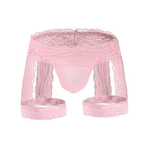 Men's Sexy Lace Panties With Garters Men Sissy Underwear Hollow