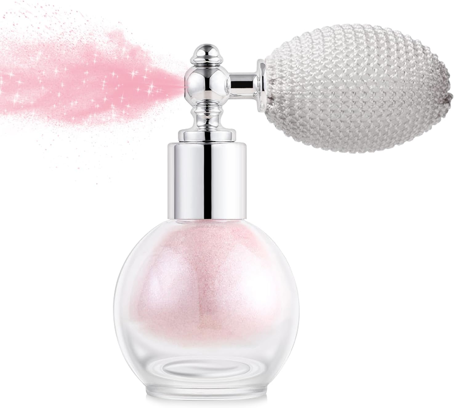 Hair and Body Glitter Spray, Holographic Glitter Highlighter Powder, Face Body Clothes Shiny Glitter, Loose Shimmer Hairspray Festival Rave Prom Accessories (Nude Pink)