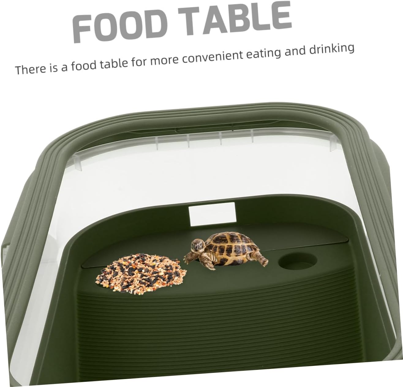 POPETPOP Small Turtle Tank with Basking Platform : Plastic Turtle Habitat Reptile Tank Aquarium Cage Breeding Box Tortoise, 46x27x14cm