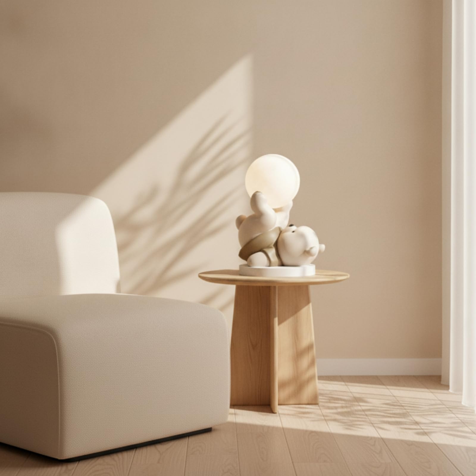 Sharplace Bär Nachtlicht Schlafzimmer Lampe Kinderspielzeug Figur aus Harz Und Fiberglas Weiches Warmes Licht als Dekoration für Wohnzimmer Schreibtisch Regal Kinderbereich, Grau