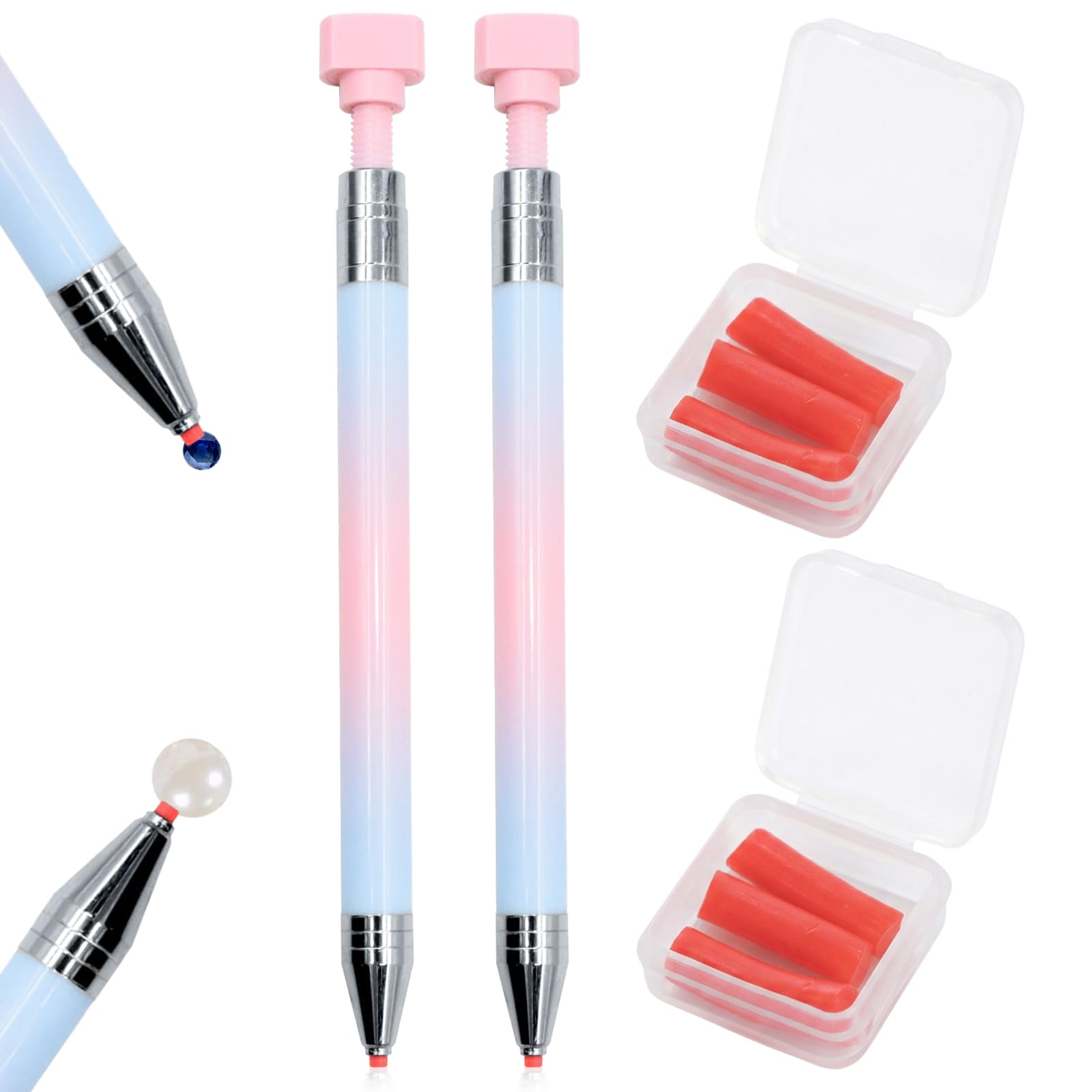 Llikknve Automatic Refillable Wax Pen 4 Pcs Diamond Art Pens With Wax Refills, Diamond Painting Pen For Nail Art Rhinestones, Diamond Art Accessories And Tools