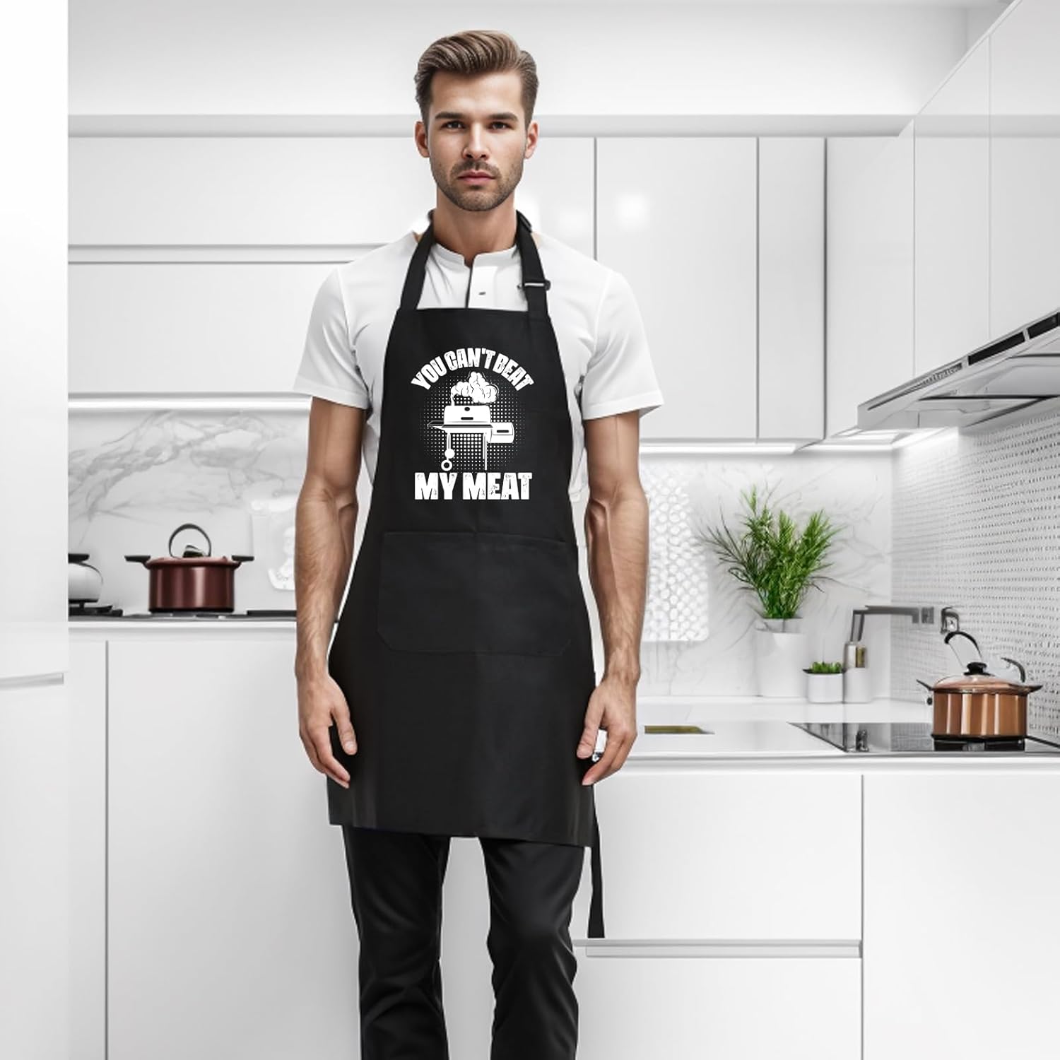 Funny Aprons for Men Chef Cooking BBQ Grilling, Gag Gifts for Men Dad Father, Husband Gifts from Wife for Birthday - Image 5