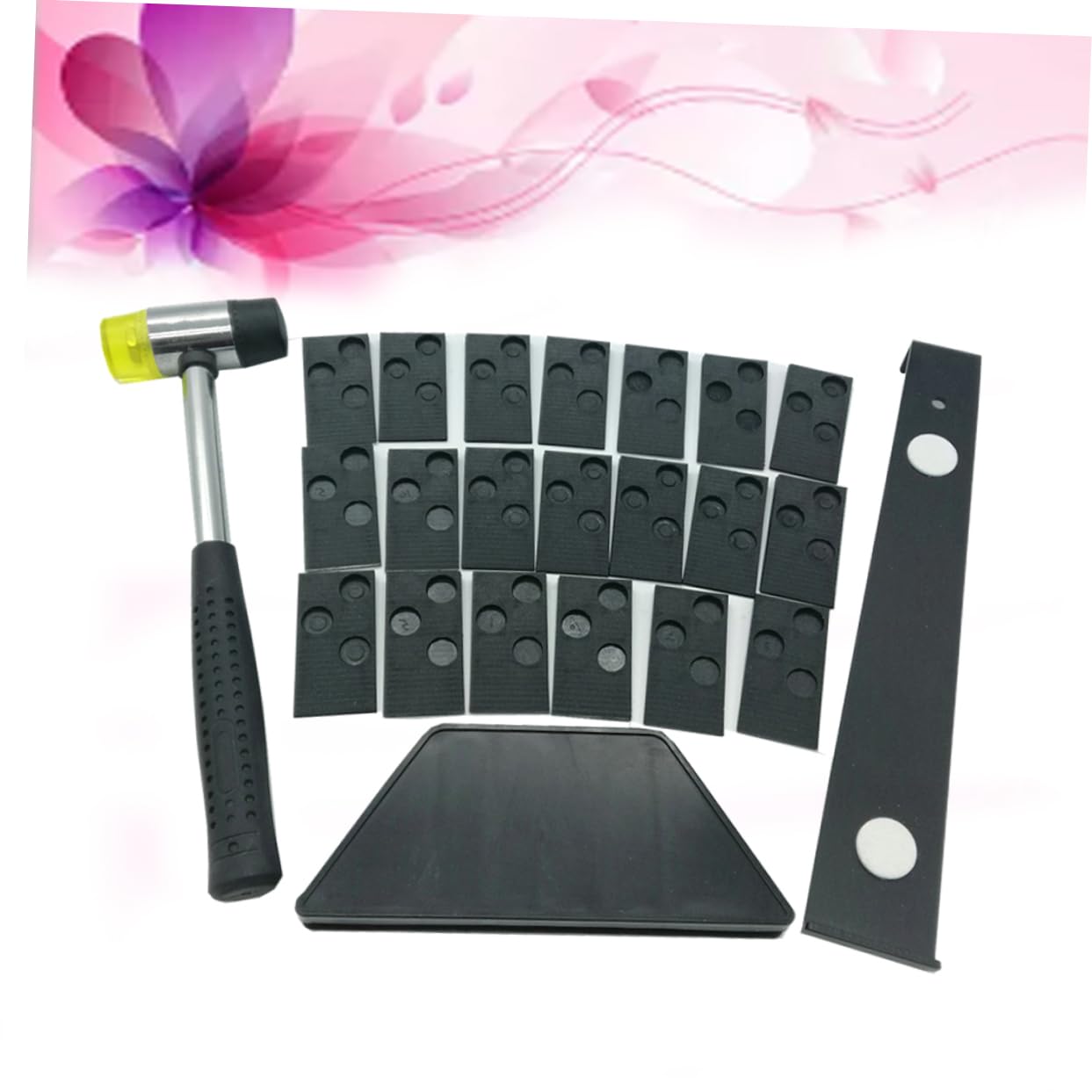 OSALADI Kit Complet Doutils Dinstallation De Parquet 23 Pièces - Parfait Pour Les Sols Stratifiés Et En Bois Dur - Bloc De Frappe Barre De Traction Maillet Et 20 Entretoises
