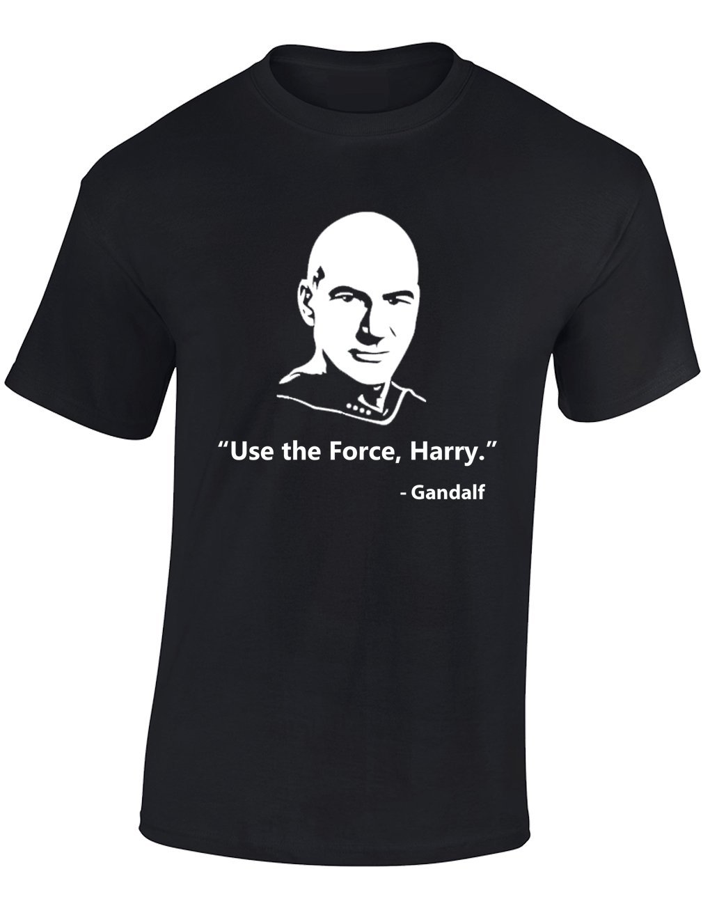 Crown Designs Men's Black Use The Force Harry - Gandalf Sci-Fi Mashup Funny Cool For & Teenagers T-Shirts Tops - /Medium
