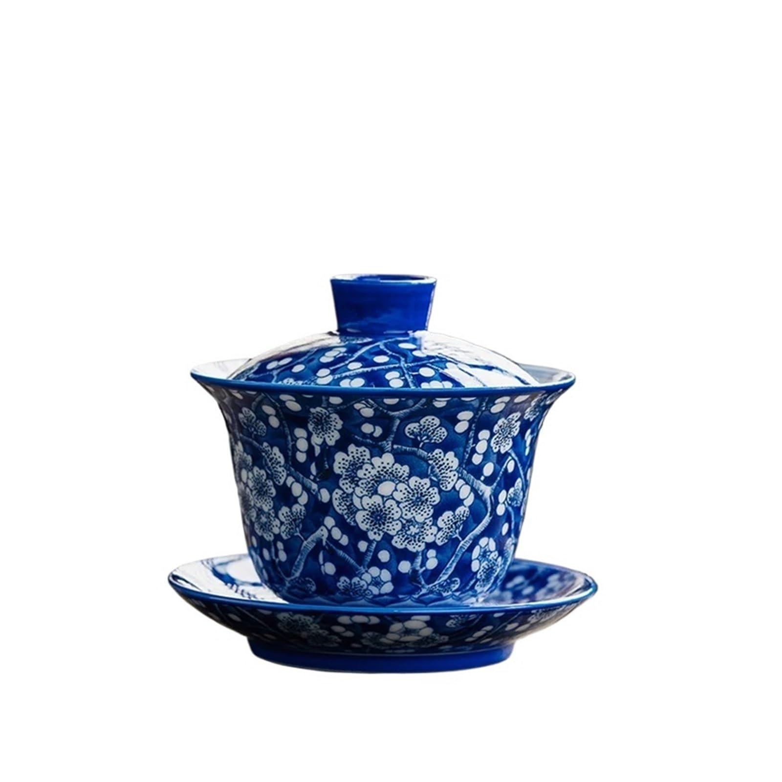 185ml Duża Śliwkowo-niebieska I Biała Gaiwan Na Herbatę Ceramiczna Waza Teaware Cup Chińskie Miseczki Vintage Chawan Zestaw Do Ceremonii Herbacianej Elegancja Jest Ponadczasowa(Gaiwan)