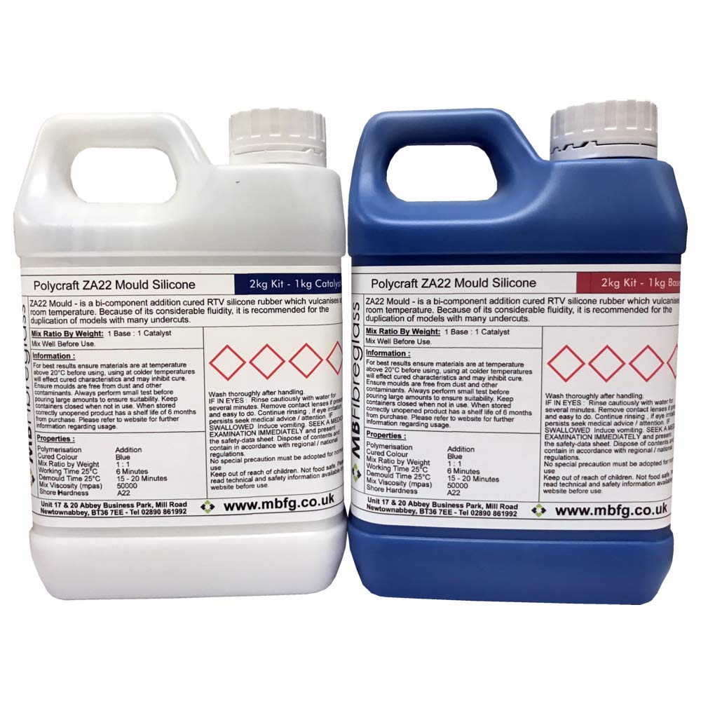 Polycraft ( Mb Fibreglass ) Blue Polycraft Za22 Standard Rtv Addition Cure Mould Making Silicone Rubber - 2Kg Kit