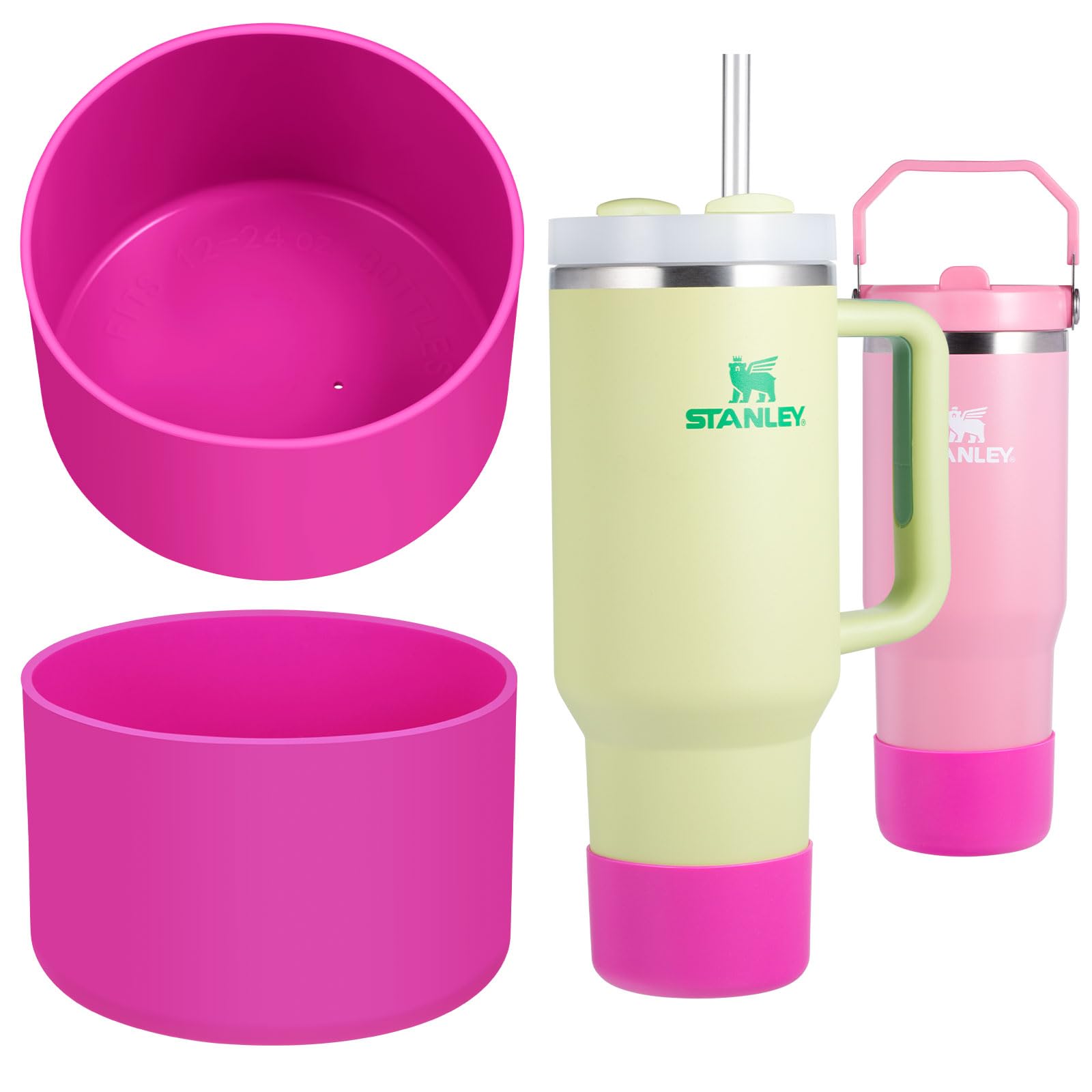 2-Pack Silicone Boot for Stanley 40 30 20 OZ Cup Accessories, Thick Bottom Boots for Stanley 20OZ 30OZ Tumbler Ice-Flow 16OZ Bottle, Protector Sleeve