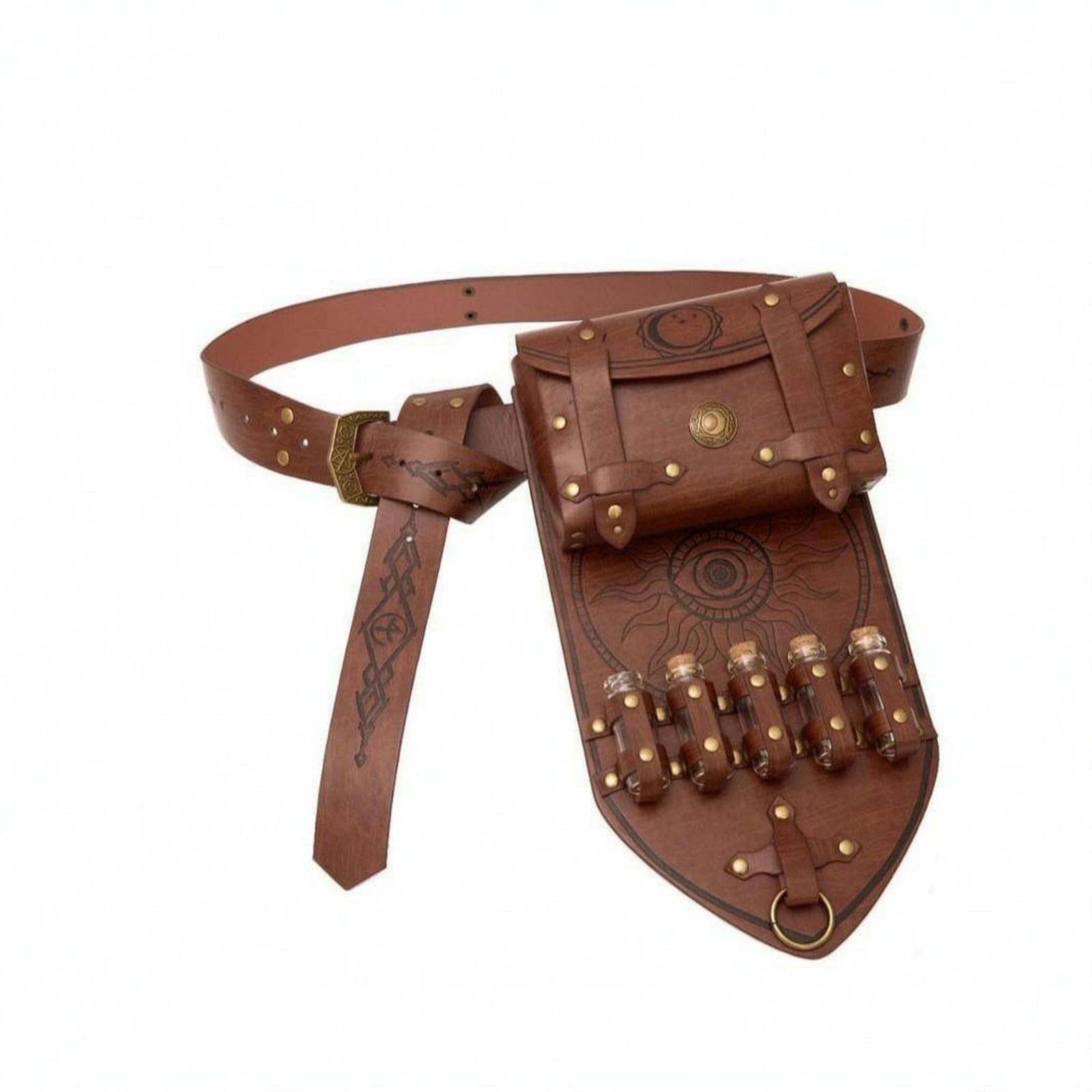Medieval Waist Bag Vial Holders Ancient Seafarer Pouch Ancient Script Symbols-Like Patterns Cosplay Belt Bag for Cosplayers Brown|Clothing Shoes & Accessories| Costumes Reenactment Theate-picture-15