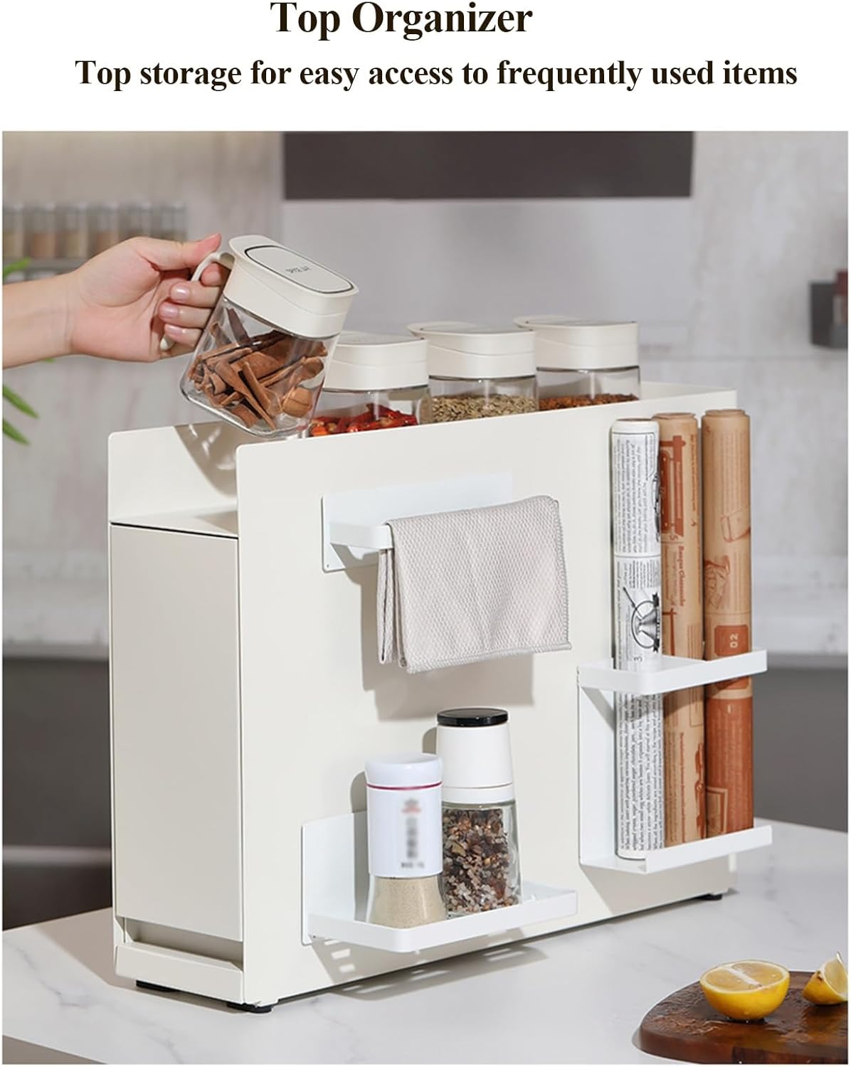 2-Layer Pull Out Spice Rack Organizer for Cabinet, Heavy Duty Slide Out Seasoning with Small Tools Storage, Kitchen Organizer(Style 1)