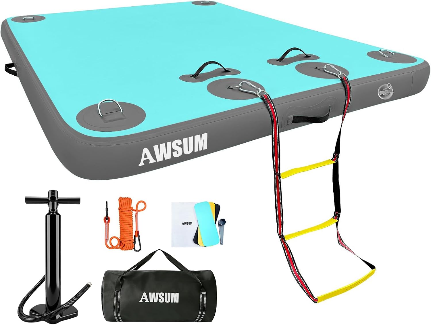 AWSUM Inflatable Floating Dock Air Dock Platform Floating Island Raft with None-Slip Surface for Pool Beach Ocean