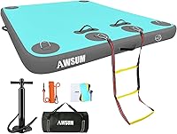 Vista 1 de AWSUM Muelle Flotante Inflable Plataforma de Aire Muelle Flotante Isla Balsa con Superficie Antideslizante para Piscina, Playa, Océano