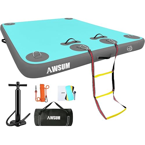 AWSUM Inflatable Floating Dock Air Dock Platform Floating Island Raft with None-Slip Surface for Pool Beach Ocean