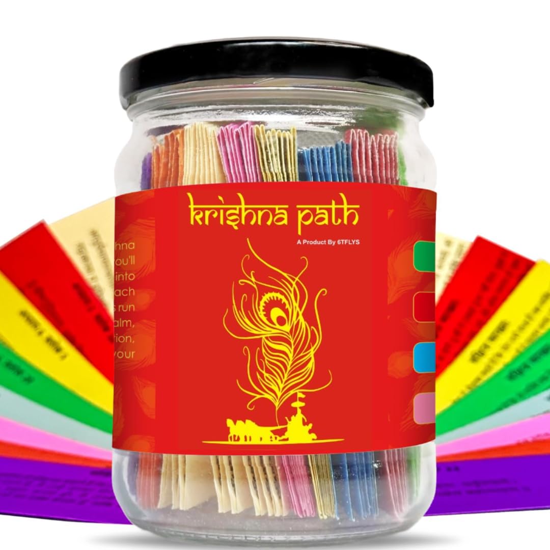 Krishnapath (Gita jar) – 64 Bhagavad Gita Verse Quotes Slips in 8 Colors Paper Representing Emotions – Gita Jar for Spiritual Inspiration, (Hindi)-image-3
