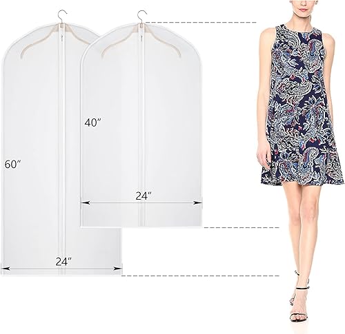 Miniatura 9 de Univivi Bolsa de ropa de 60 pulgadas para almacenamiento, bolsas de vestir ligeras y transparentes para vestidos largos, abrigos, camisas, suéteres,
