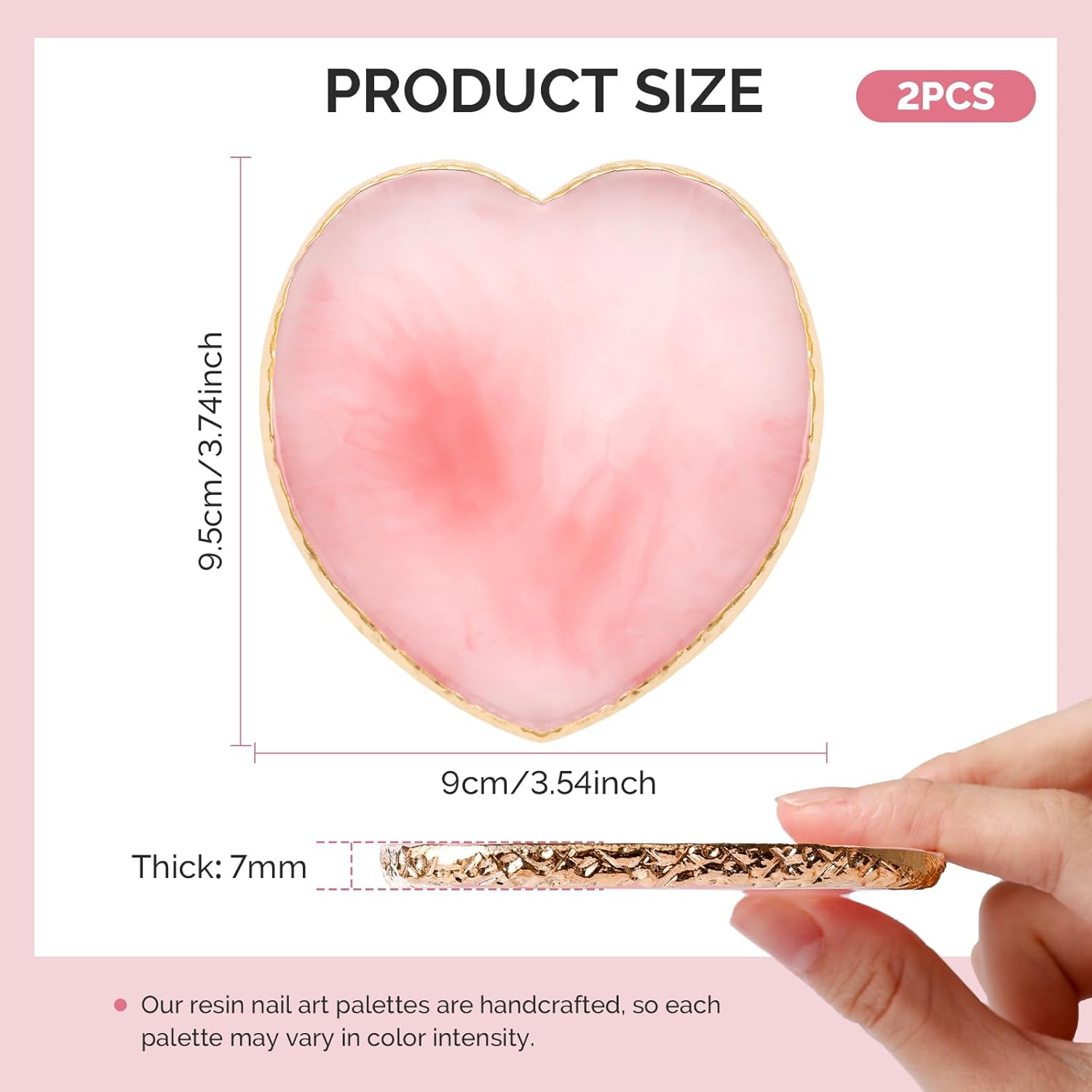 MelodySusie 2PCS Heart Shape Resin Nail Art Palette Set with Stainless Steel Mixing Stick, Professional Color Mixing Board for Gel Polish, Acrylics, Pigment Blending, Salon and DIY Makeup Tool 2 PCS Heart Shape Multicolor image 3 of 7 B0FGPYSSYT