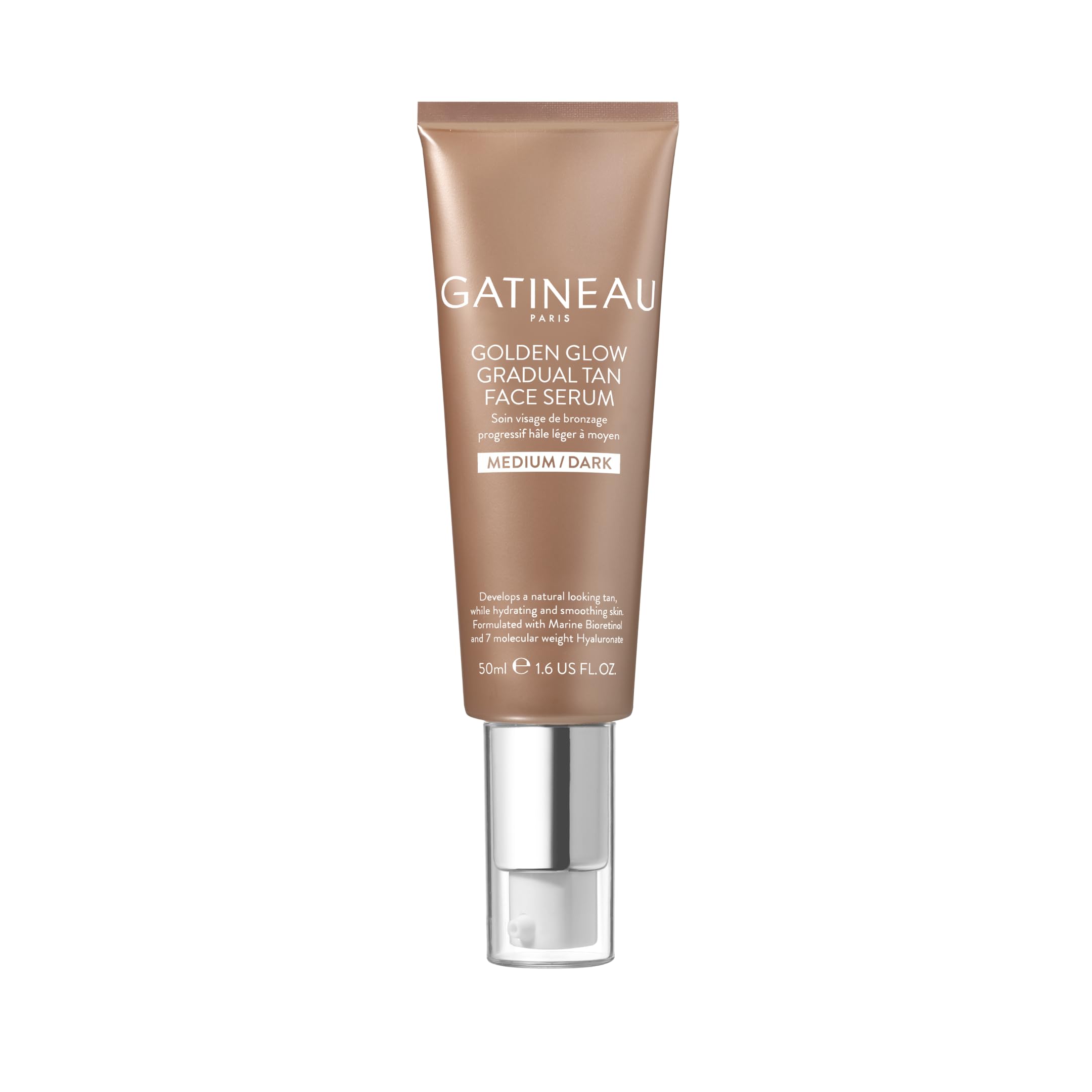GATINEAU Golden Glow Gradual Tan Face Serum, 50ml, Hyaluronic Acid & Marine Bio-Retinol, Smooths Complexion