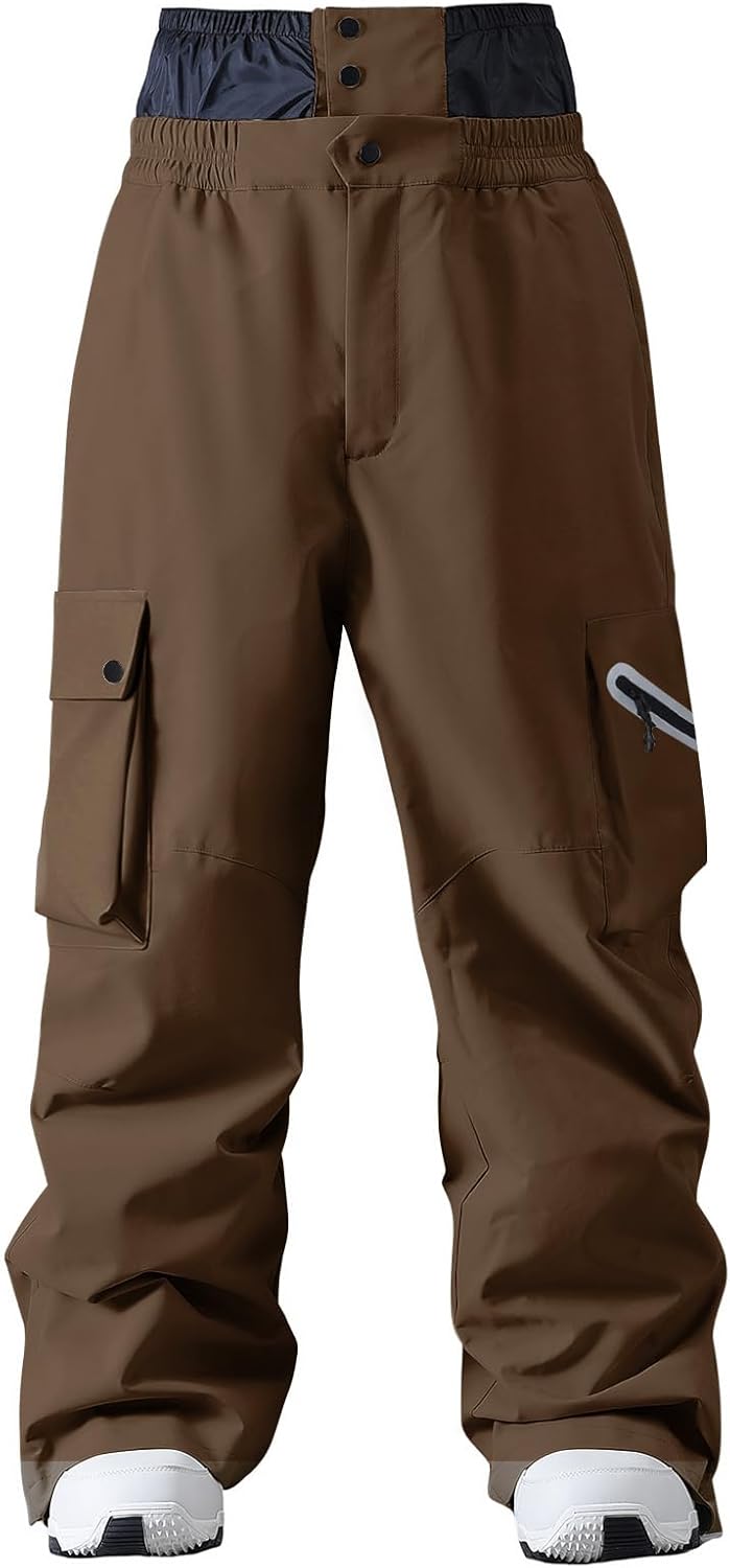 GS SNOWING Mens Women Ski Pants Super Baggy Snow Snowboard Insulated Waterproof Windproof Loose Cargo Pant for Outdoor Sports