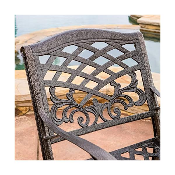 Christopher Knight Home Sarasota Outdoor Cast Aluminum Outdoor Chairs, 2-Pcs Set, Hammered Bronze - Image 5