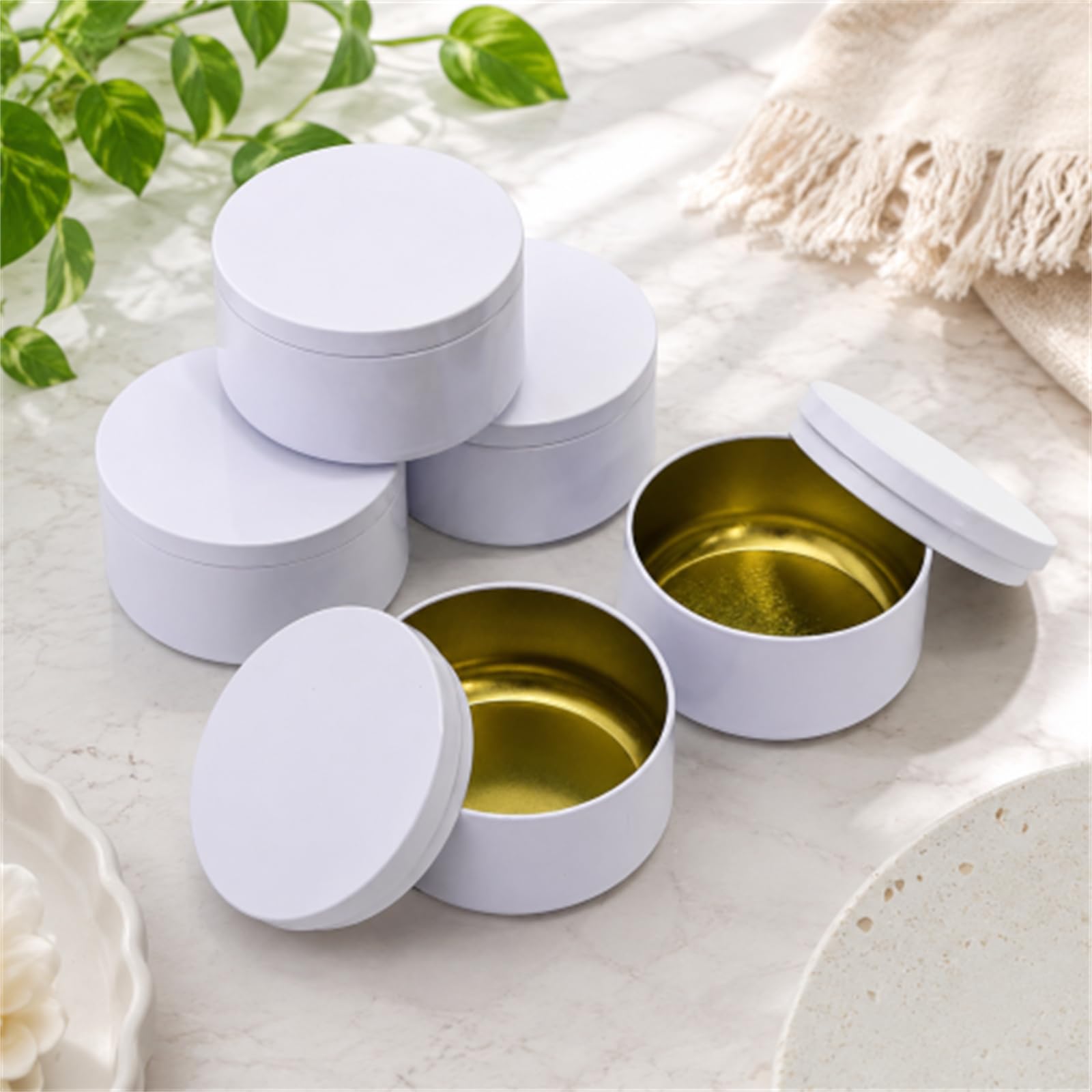 ZENFUN 24 barattoli bianchi per candele, da 170 g, con coperchio, per realizzare candele fai da te, barattoli per candele, contenitori per candele, arti e mestieri, conservare candele, forniture per