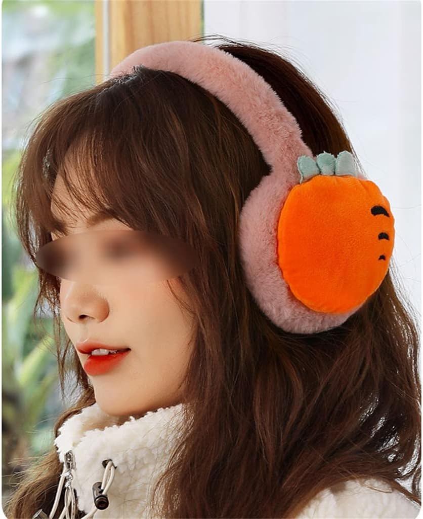 Carrot Women's Adjustable Fruit Earmuffs Winter Warm Folding Ear Warmers Cartoon Male Bags Muffs