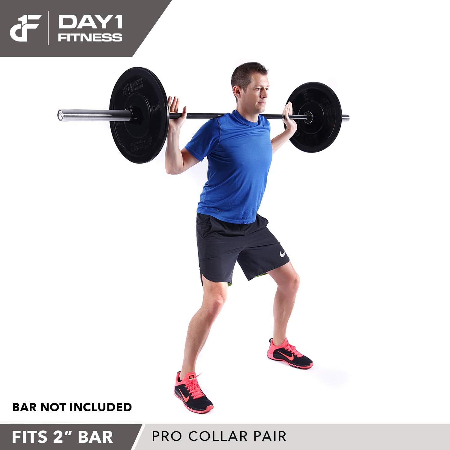 Quick-Release Safety Collars 2 inch, Set of 2- BLUE – By Day 1 Fitness, Weight Locking Clips for Olympic Weightlifting 2” Bars - Heavy-Duty 2-inch Plate Clamps for Powerlifting, Strength Training : Sports & Outdoors