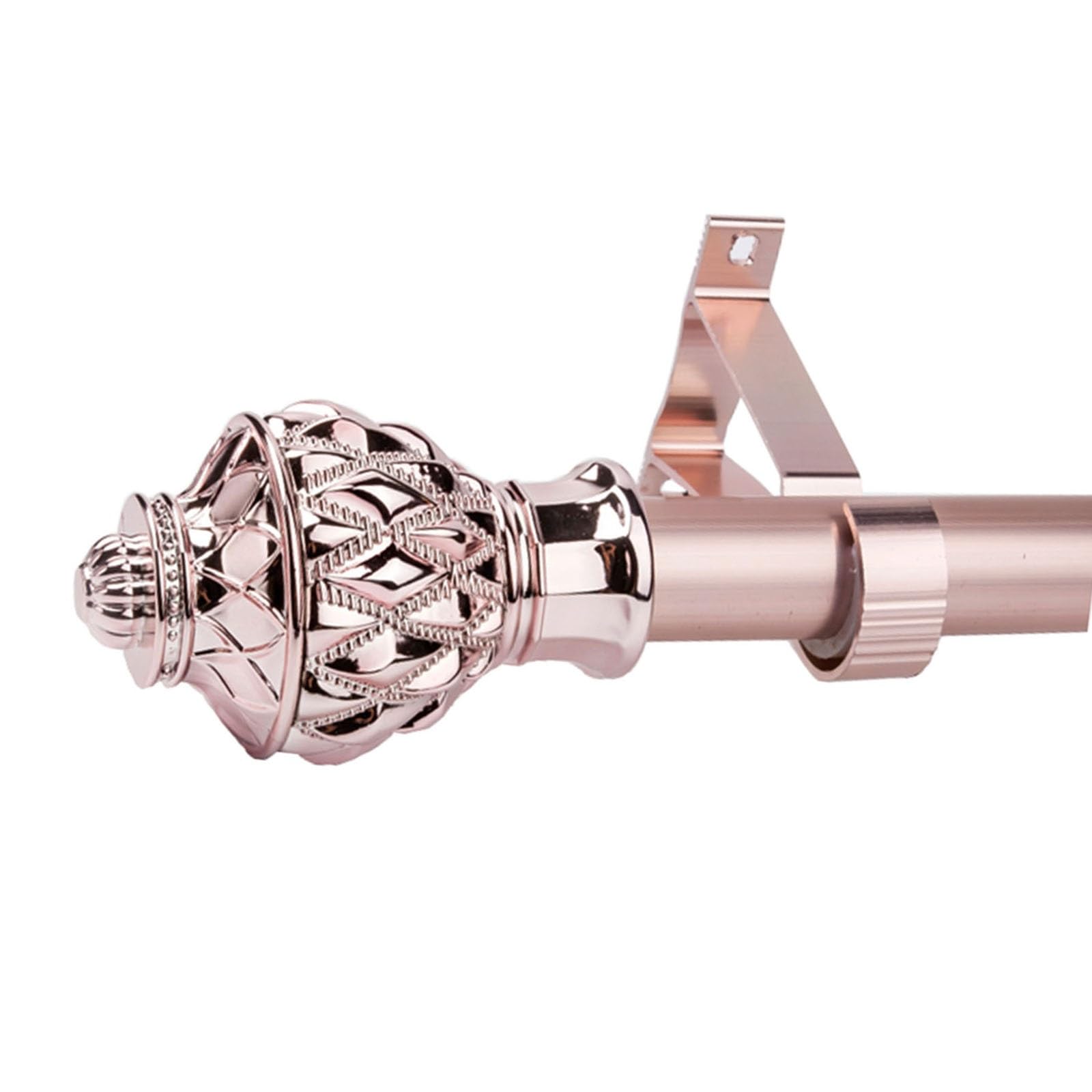 HUPQCVX Silent Aluminum Alloy Curtain Rod Single And Double Pineapple Head Curtain Rod Strong Load-bearing Suitable For Living Room And Bedroom(Rose gold single pole,170cm)